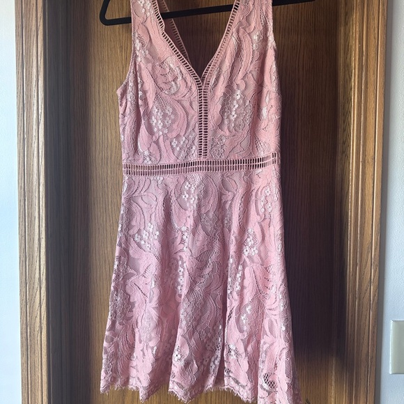 Black Swan Pink Sleeveless V-Neck Mini Dress - Picture 6 of 7